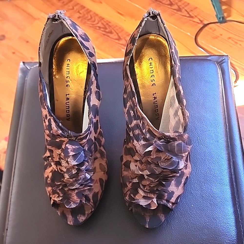 Chinese Laundry Animal Print Open-Toe Booties